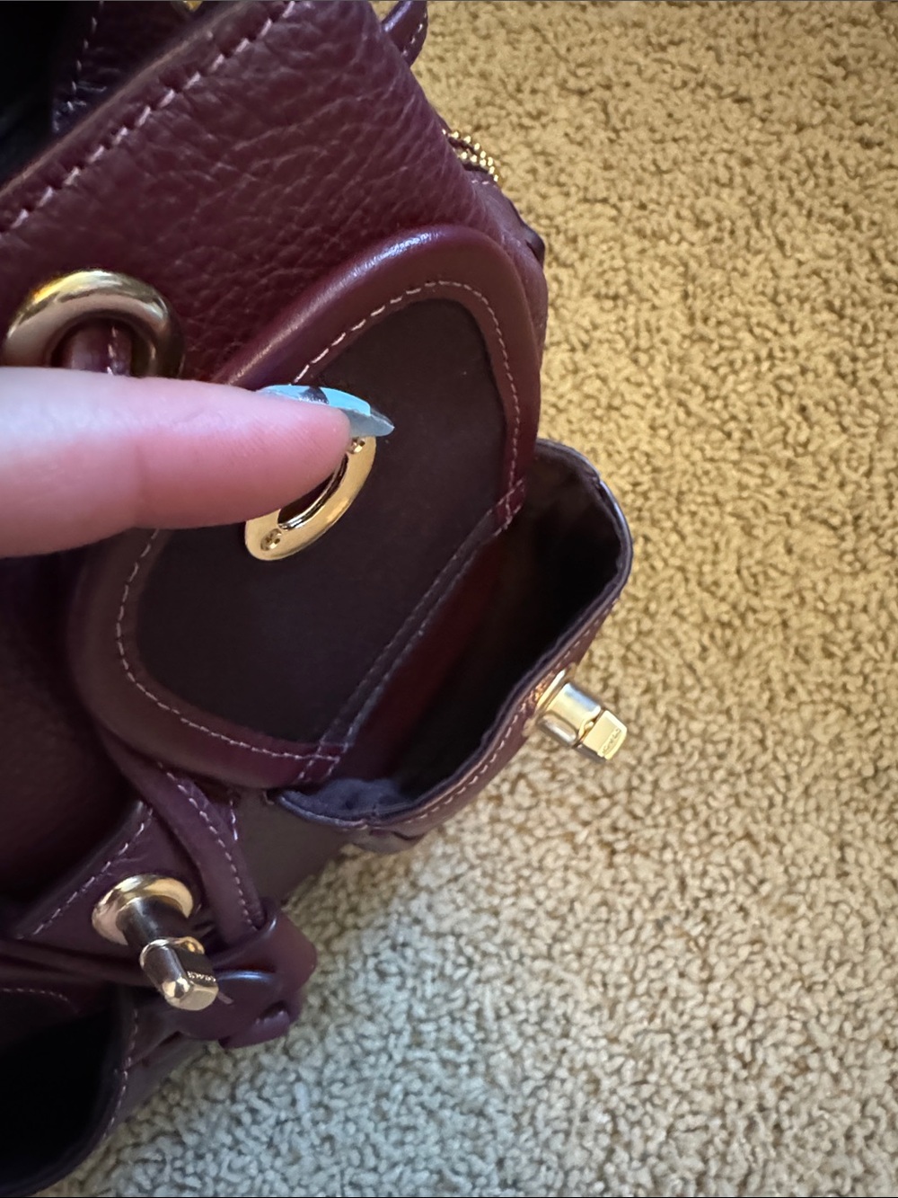 Coach Burgundy Pebbled Leather Mini Backpack COLOR SOLD OUT - Picture 5 of 6
